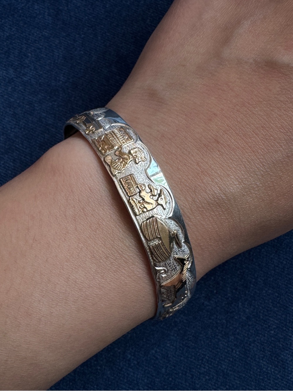 TA Begay Indian Navajo 12K GF
Storyteller Sterling Silver Carved Cuff
Bracelet